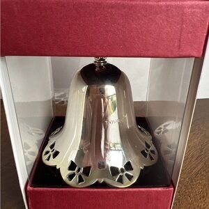 Towle Silver and Red Holiday Bell Ornament
